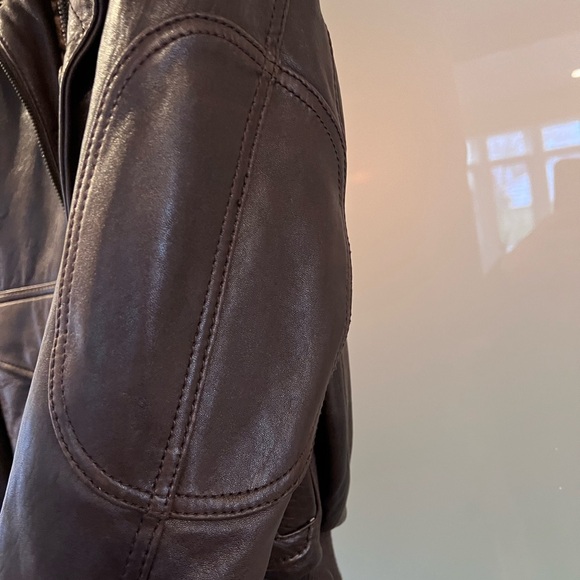 Andrew Marc Men’s Leather Brown B3 Aviator Jacket w/ Removable Shearling Collar - Picture 6 of 8